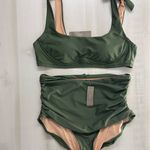 J.Crew nwt  womens green high rise tie bikini swim set L runched slimming sexy Photo 1