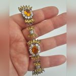 Citrine Silver 925 Crystal Flower Bracelet Gold Photo 6