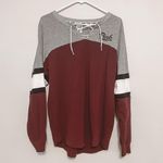 PINK - Victoria's Secret Maroon Lace Up Pullover Sweatshirt Photo 0