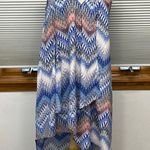 BCBGMAXAZRIA  Blue Printed Multi Zig Zag Ombre Asymmetrical High Low Dress Photo 1