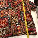 Notations 90s Vintage  Brown red tribal patchwork pattern button up down casual streetwear shirt short sleeve- Photo 5