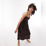 Topshop NWT  Corset Bust Satin Midi Dress In Chocolate-brown Size 10 Photo 3