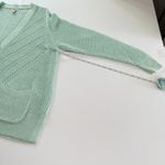 LL Bean Green Linen Cotton Button Up Cardigan Sweater Size XL Pockets Photo 6