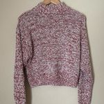 Boutique Knit Mock Neck Sweater in Terracotta and White Pink Photo 4