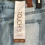 Gogo Jeans  juniors size 9 denim mini skirt super soft red blue stripe down side Photo 3