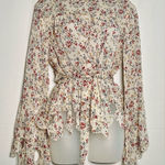 Blush Noir Floral Print Women's Blouse Photo 0