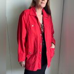 Liz Claiborne VTG Womens Red Barn Jacket Size Medkium Fisherman core Fall Photo 6