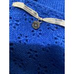 Knitted & Knotted Blue Crochet Knit Puff Sleeve Cropped Cardigan Sweater Womens Photo 4