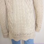 Inis Craft 100% merino wool fisherman‎ cardigan sweater, women's size S Brown Photo 12