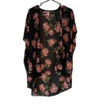 Live 4 Truth . Sheer‎ Kimono/Duster. Size Small Black w/roses. Polyester. Photo 1