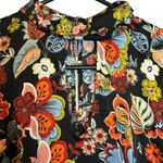 Cousin Earl Floral Long Sleeve Dress Keyhole Front Flowy Bell Sleeve Small R7109 Black Photo 4