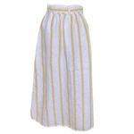 Cynthia Rowley Womens Skirt 100% Linen Striped Yellow Pockets Tied Midi Medium Photo 3
