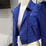 Divided by H&M Blue Faux Suede Motorcycle Jacket Photo 3