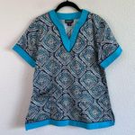 Rampage  Medical Apparel Women’s Teal Cotton Scrub Top Photo 0