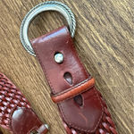 Vintage‎ 1995 Woven Braided Leather Belt Crescent Buckle Equestrian Western M Brown Photo 2