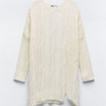 ZARA NWT BLOGGERS FAVE ASYMMETRIC OPEN CABLE KNIT SWEATER SHEER Wool BLEND Photo 3
