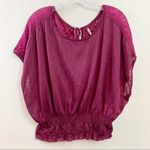 Free People  Crinkle Burgundy Jersey Top Photo 0