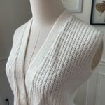 Vintage 60s Glentex Ivory Wide Ribbed Cropped Sweater Vest S White Photo 4