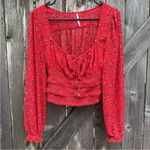 Free People EUC  Lolita Red Floral Top Size Small Photo 3