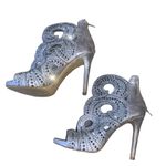 Gianni Bini  Platinum Silver Merillee Rhinestone Bootie Open Toe size 7M Photo 2