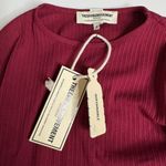 The Giving Movement Bodysuit Ribbed Long Sleeve Maroon Burgundy Size S Red Photo 3