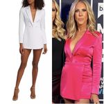 Alice + Olivia  Mayra Satin Tuxedo Skort Romper White 6 Photo 1