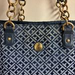 Tommy Hilfiger Navy Blue Large Tote Bag leather exterior with gold hardware Photo 3