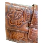Flores Mexican womens handcrafted Tooled brown Leather Crossbody Bag SKU8095 Photo 1