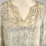 CHAUS NEW YORK  snakeskin animal print roll tab sleeve top size XL Photo 1