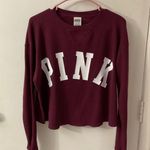 PINK - Victoria's Secret PINK Victoria Secret Long Sleeve Crewneck Cropped Thermal Boxy T-Shirt Casual Photo 0