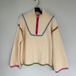 Entro  Women’s Contrast Piping Quarter Zip Sweater Size Large NWT Photo 1