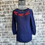 Talbots  Beaded Lobster Sweater Petite Small? Navy Beach Maine Islands Cr… Photo 1