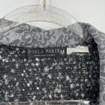 Forla Paris Cardigan Size Medium Floral Boho Metallic Gray Ruffle Asymmetrical Photo 3