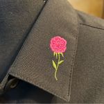 No Boundaries  Y2K vintage black 3/4 sleeve button up embroidered flowers size L Photo 4