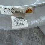 C&C California  Beach Cover Up ONE SIZE Linen/Cotton White Tie Front Boho Breezy Photo 6