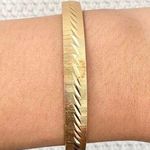Monet Gold Tone Heavy Weight Slip On Etched Slanted Design Bangle Bracelet Vtg Photo 0