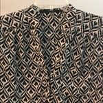 Fun2Fun  Womens Black White Geometric Print Long Sleeve‎ Button Up Tunic Top M Photo 1