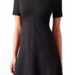 Athleta black A line zipper back spandex stretch Dress Photo 0