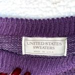 Vintage United States Purple & White Retro Whimsical Y2K Floral Sweater Medium Photo 3
