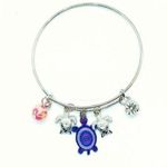 Boutique Beaded Sea Turtle Charm Colorful Bangle Bracelet Photo 0