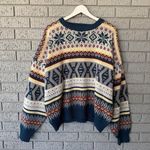 Bonjour Vtg Women’s Nordic Fair Isle Print Crewneck Sweater Grandpacore Comfy Size XL Photo 3