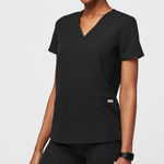 FIGS  Casma Three Pocket Scrub‎ black Top small nurse hospital work Photo 0