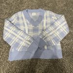 Hippie Rose purple and white plaid pullover v neck long sleeve sweater L Photo 0