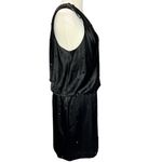 Allen Schwartz ABS Dress Womens 12 Black One Shoulder Blouson Jeweled Dark Fairy Photo 2