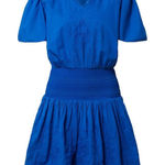 Ralph Lauren  Sizanna Embroidered Smocked Waist A-Line Dress Royal Blue 18 Photo 0