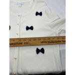 Charter Club Women Knit Cardigan Navy Bow Pearl Button Preppy Feminine White M Photo 7