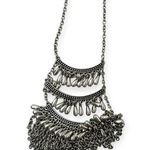 "Morana" Long Fringe Boho Western Silver Tone Necklace Piece Photo 4