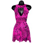 Rosa Pink y2k Leopard Print Pink Black Sleeveless Mini Cocktail Dress Open Back Size M Photo 3
