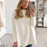 Free People  Ottoman Slouchy Tunic Sweater Dress in Ivory Size Large Photo 4