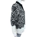 GO SILK Black 100% Silk Lace Print Button Photo 1